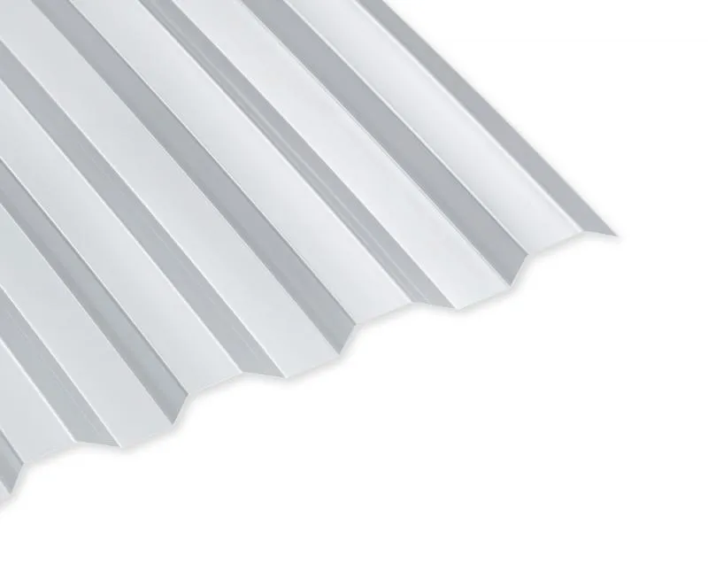 Polycarbonat Lichtplatte in Lichtgrau - Silbergrau - Profil 76/18 Spundwand (Trapez) in der Materialstärke 1,0 mm Polycarbonat Lichtplatte in Lichtgrau - Silbergrau - Profil 76/18 Spundwand (Trapez) in der Materialstärke 1,0 mm